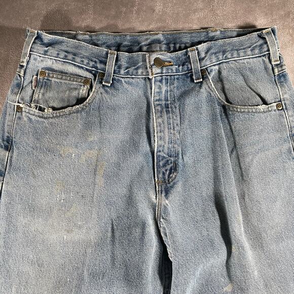 Carhartt Logo Patch Relaxed Fit Light Wash Denim Jeans - Picture 3 of 9